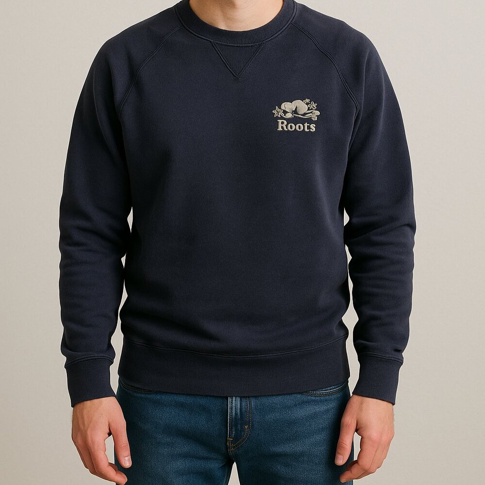 Roots Crewneck Sweatshirt Vintage Style Embroidered Small